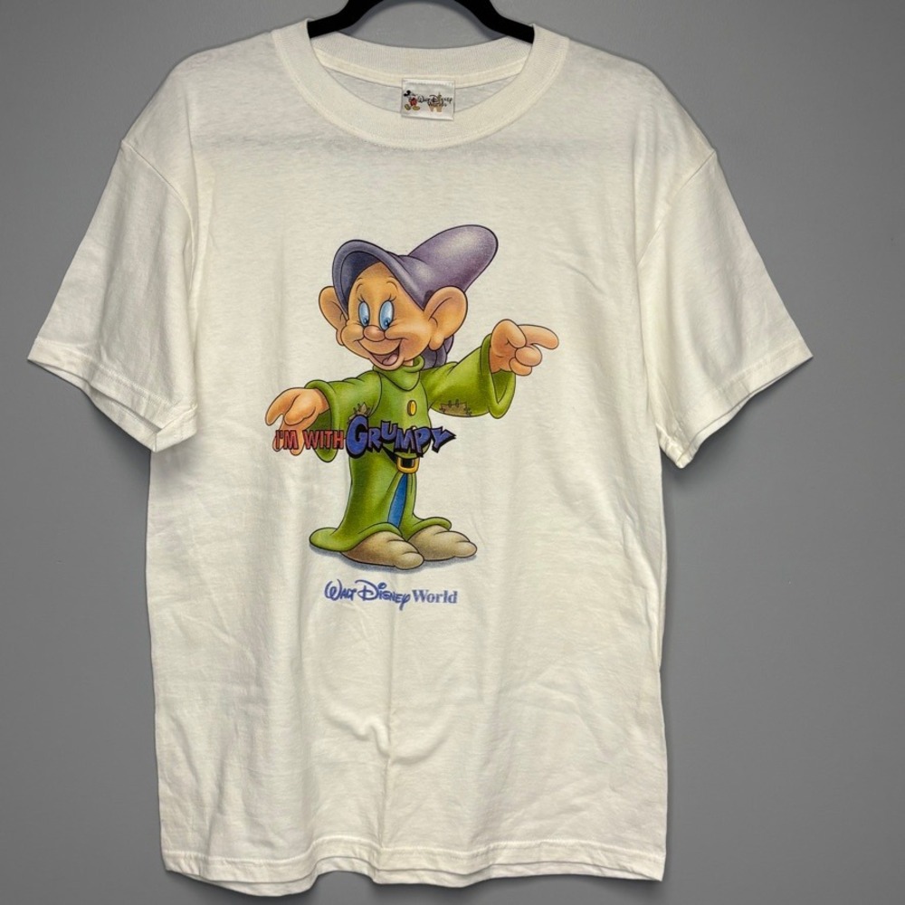 VTG 90s‎ Walt Disney World Dopey Grumpy Unisex Relaxed Fit White Tee Mens Sz M